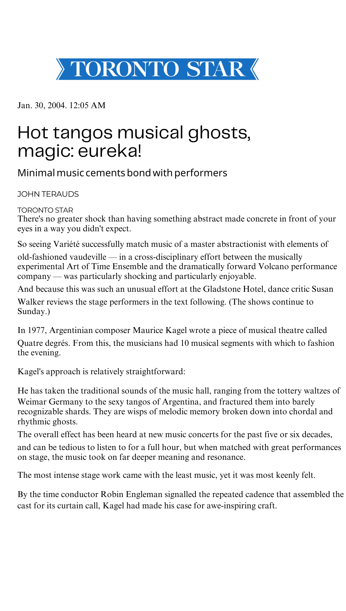 Toronto Star, January 30, 2004
