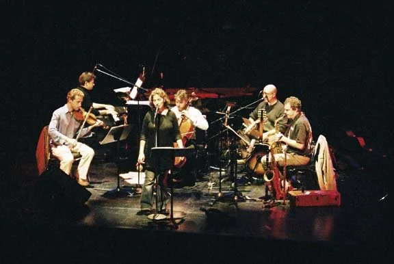  From left to right: Benjamin Bowman, Andrew Burashko, Melissa Stylianou, Roman Borys, Rob Piltch, Phil Dwyer Photo by John Lauener 