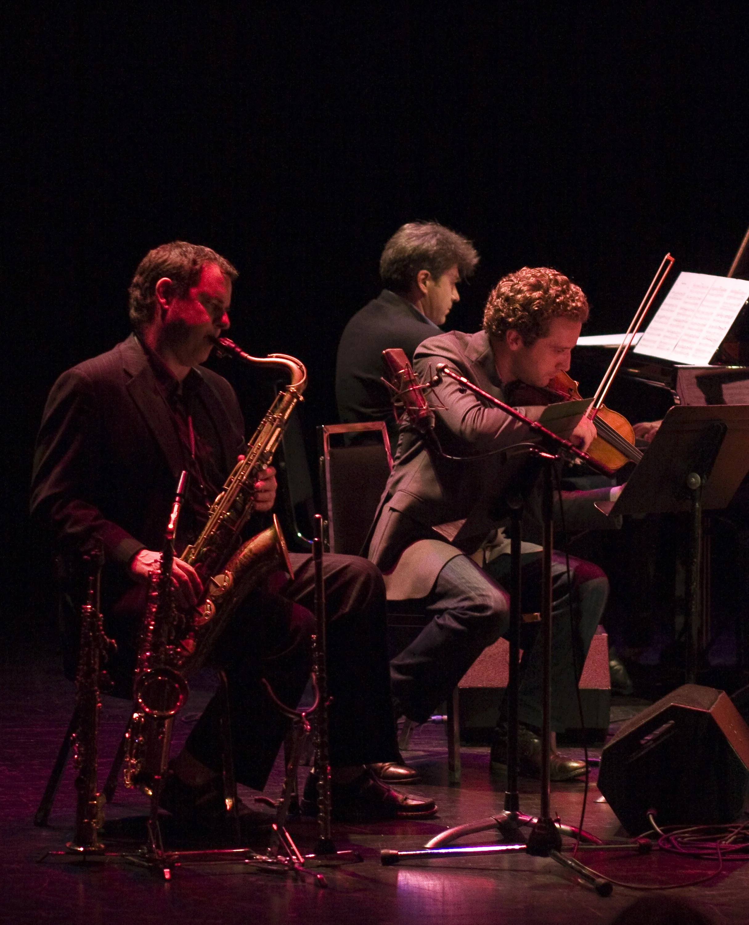  From left to right: Phil Dwyer, Andrew Burashko, Benjamin Bowman Photo by John Lauener 
