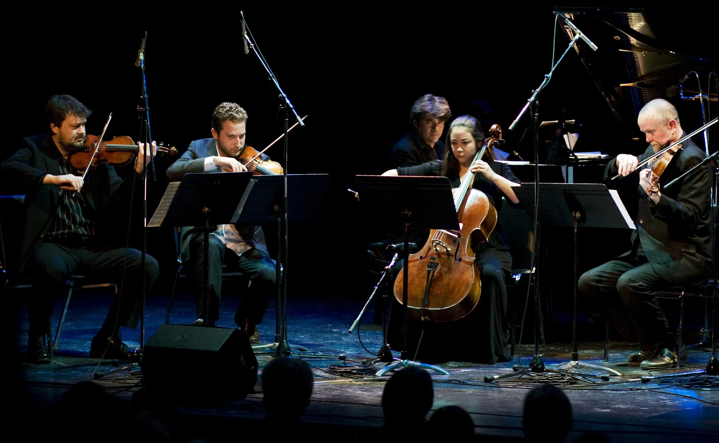  From left to right: Stephen Sitarski, Benjamin Bowman, Andrew Burashko, Rachel Mercer, Douglas Perry Photo by John Lauener 