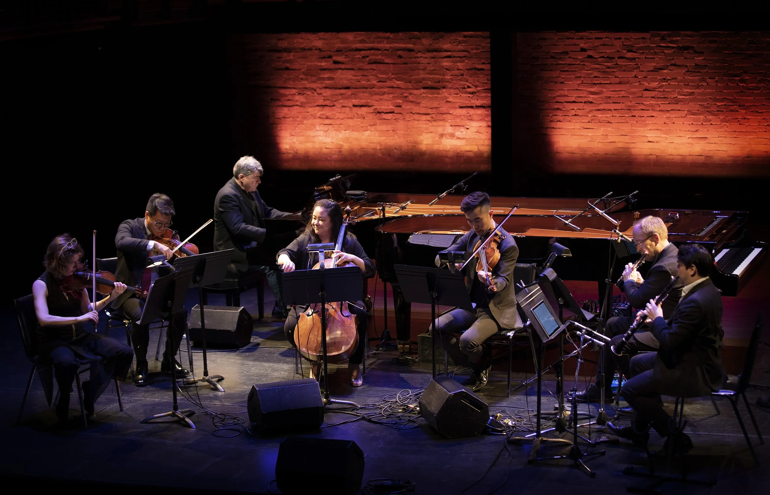 From left to right: Erika Raum, Byungchan Lee, Andrew Burashko, Rachel Mercer, Hezekiah Leung, Les Allt, Juan Gabriel Olivares Photo by John Lauener 