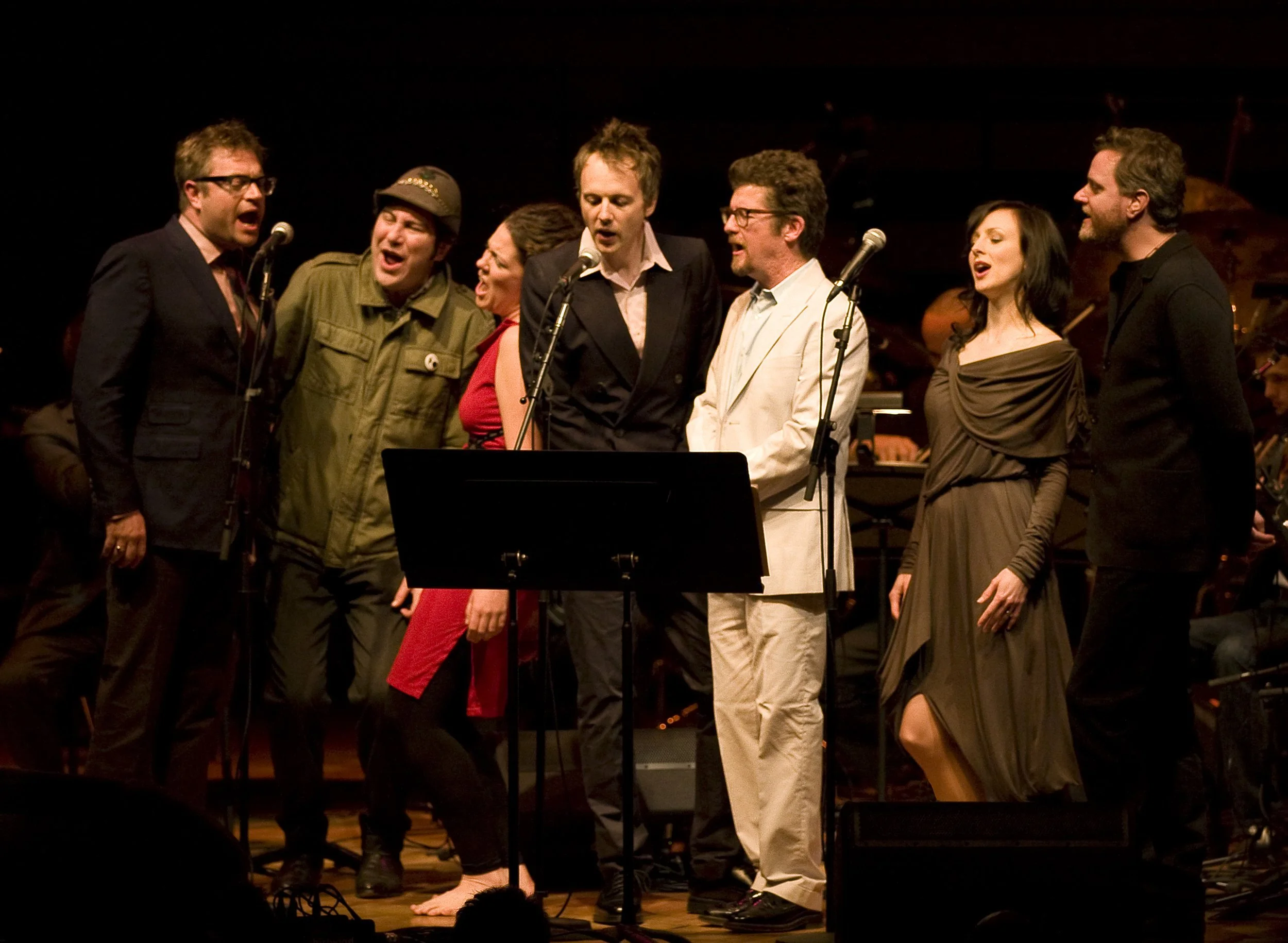  From left to right: Steven Page, Martin Tielli, Alejandra Ribera, John Southworth, Andy Maize, Sarah Slean, Kevin Hearn Photo by John Lauener 