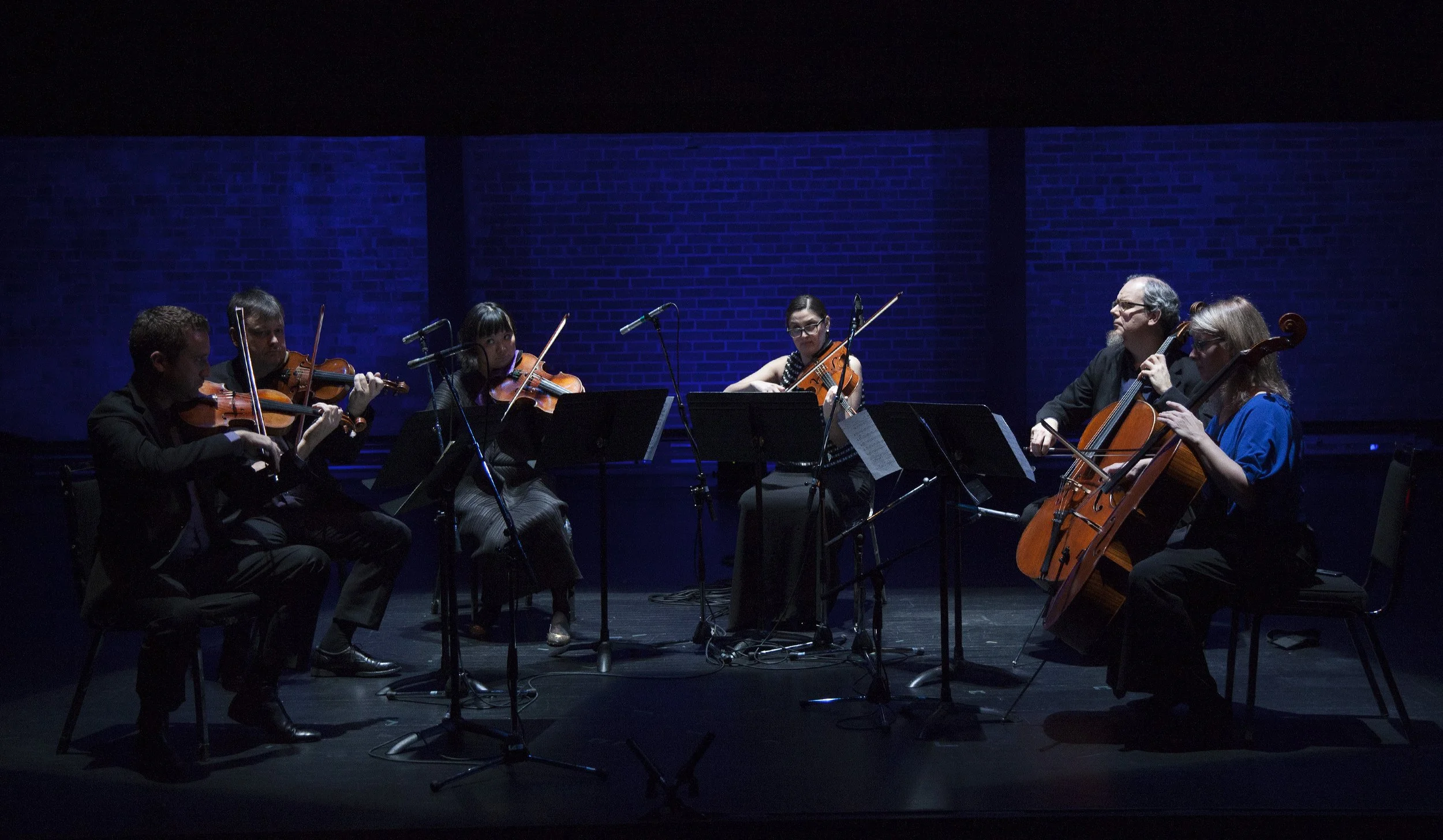  From left to right: Benjamin Bowman, Stephen Sitarski, Teng Li, Carolyn Blackwell, Thomas Wiebe, Winona Zelenka Photo by John Lauener 