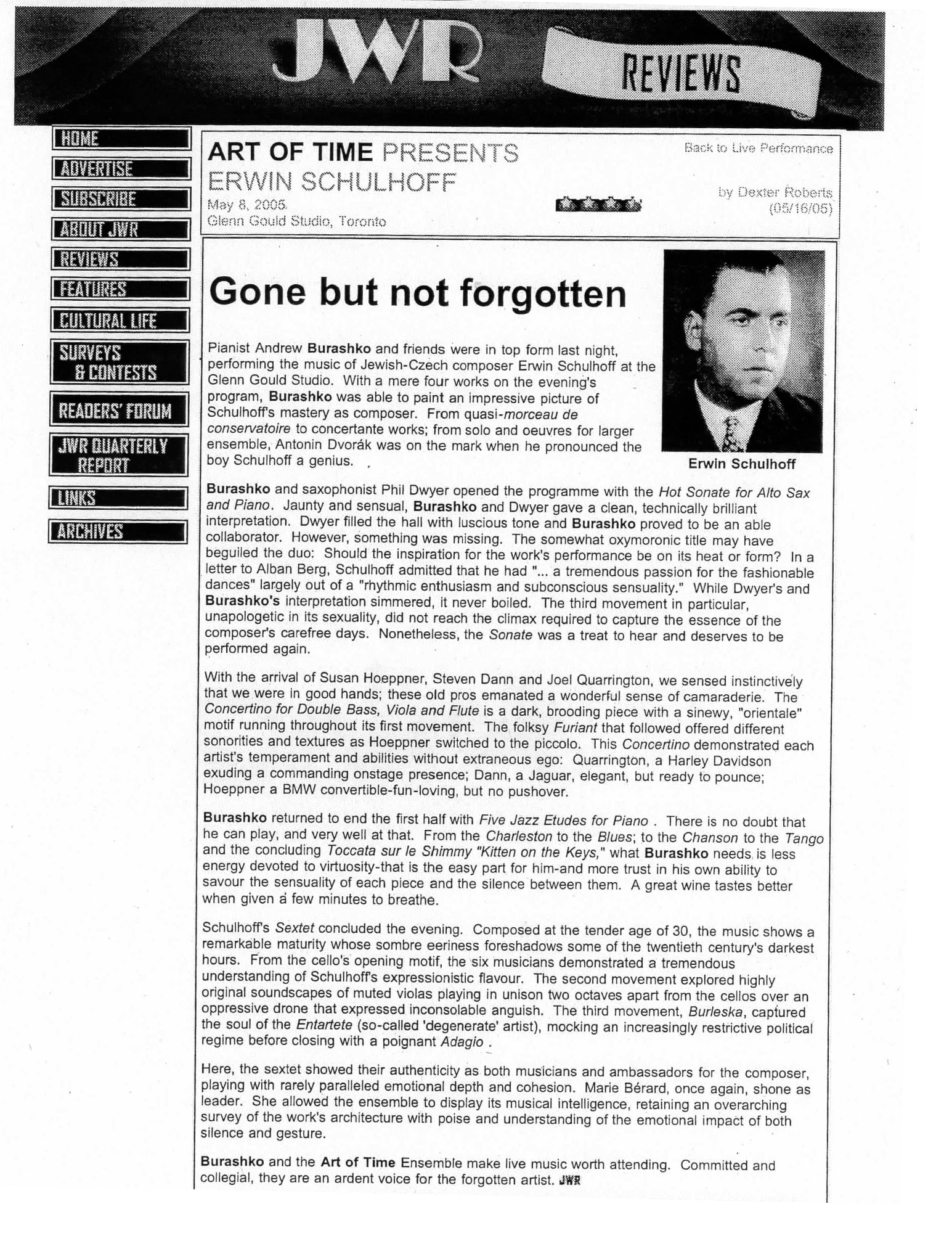 JWR Reviews, May 16, 2005