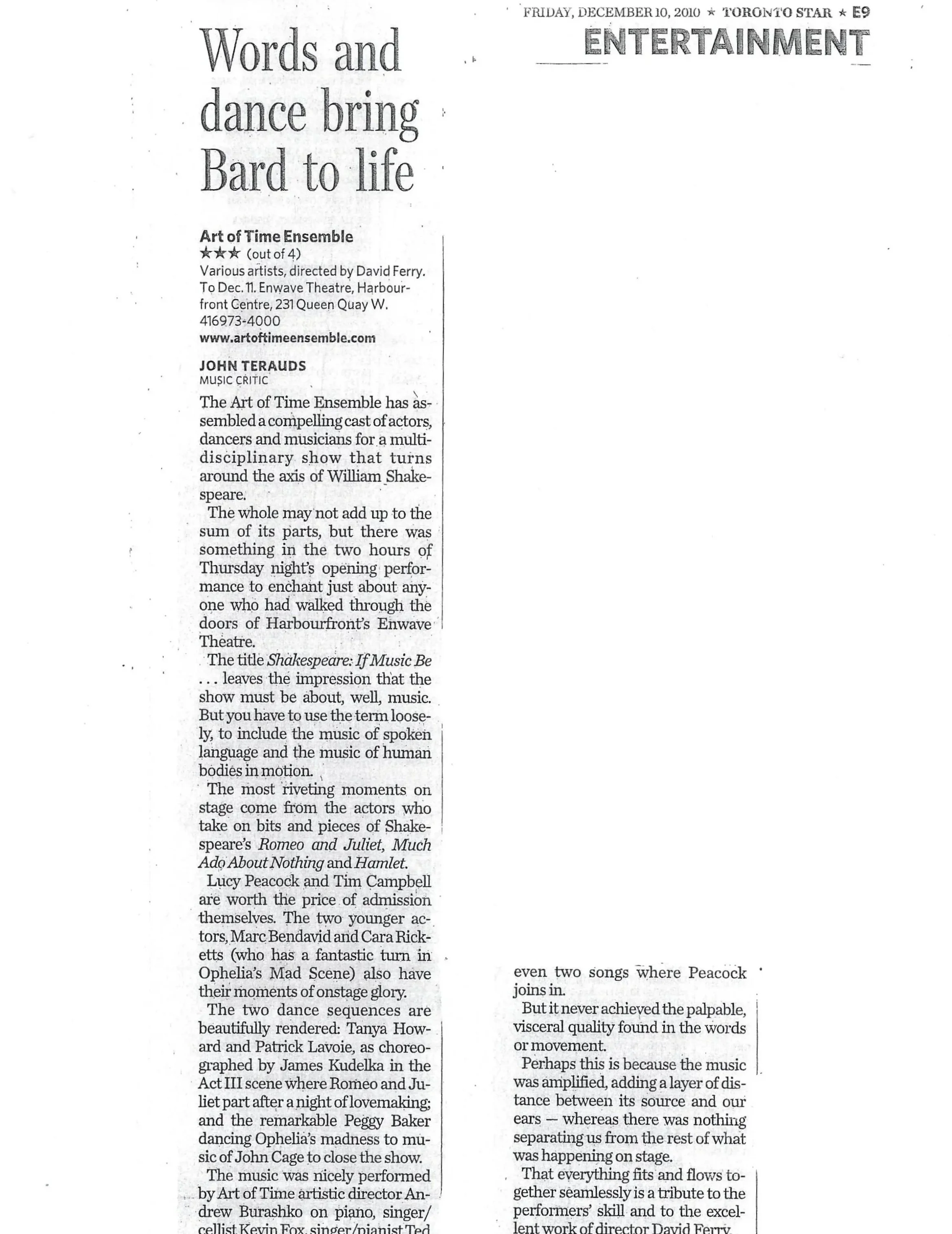 Toronto Star, December 10, 2010
