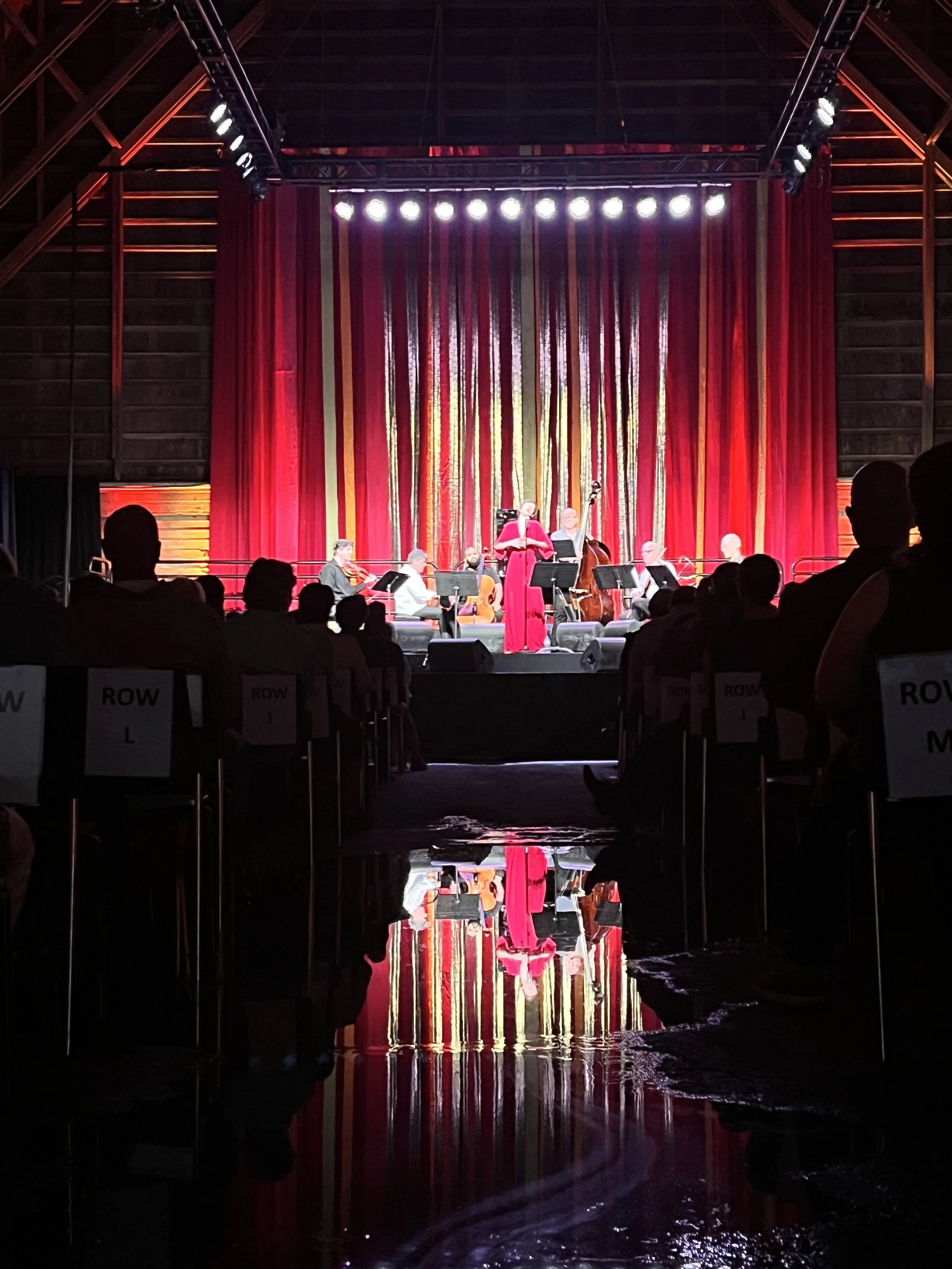  From left to right: Barry Shiffman, Andrew Burashko, Amahl Arulanadam, Sarah Slean, George Koller, Rob Piltch, Peter Lutek Photo by Allison Welsh 