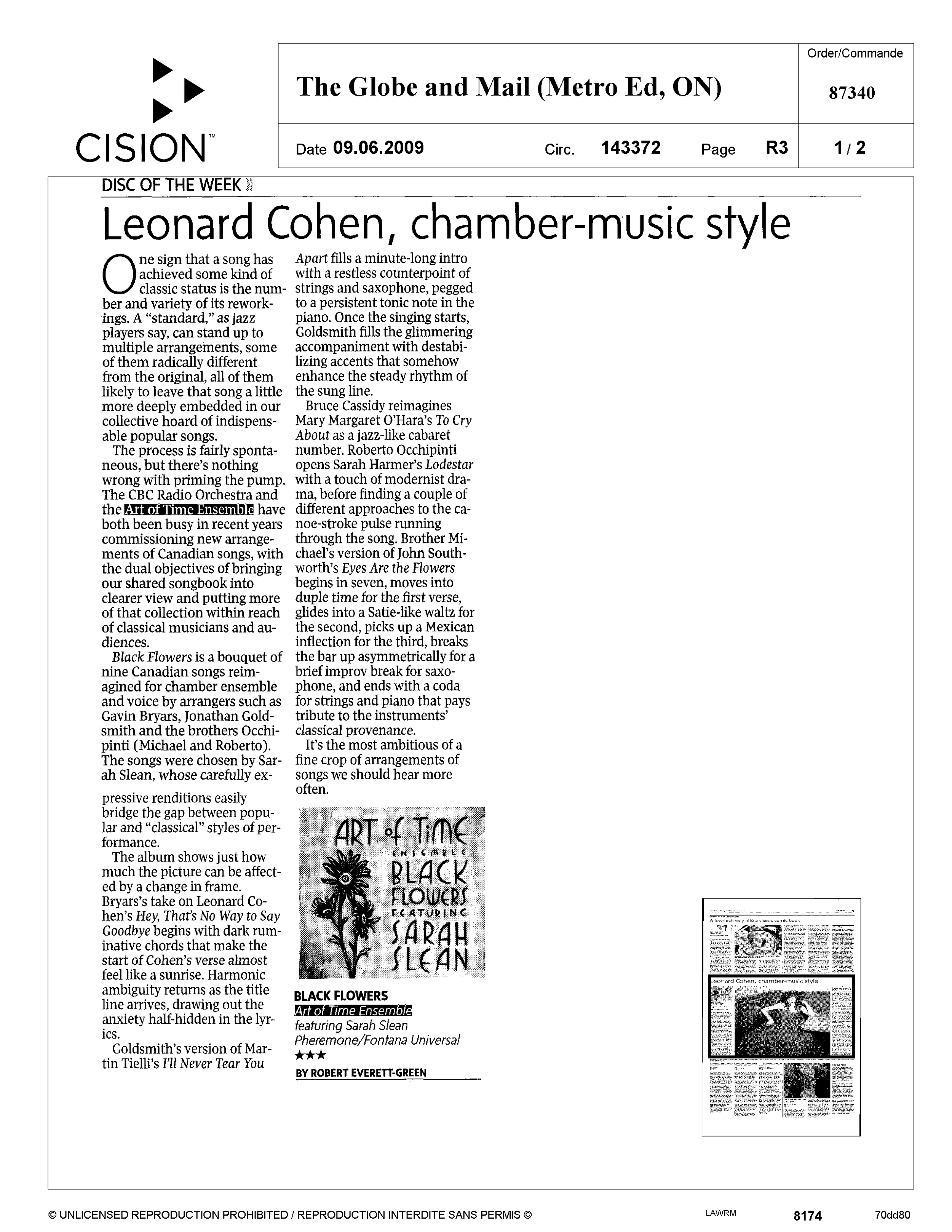 The Globe &amp; Mail, June 11, 2009