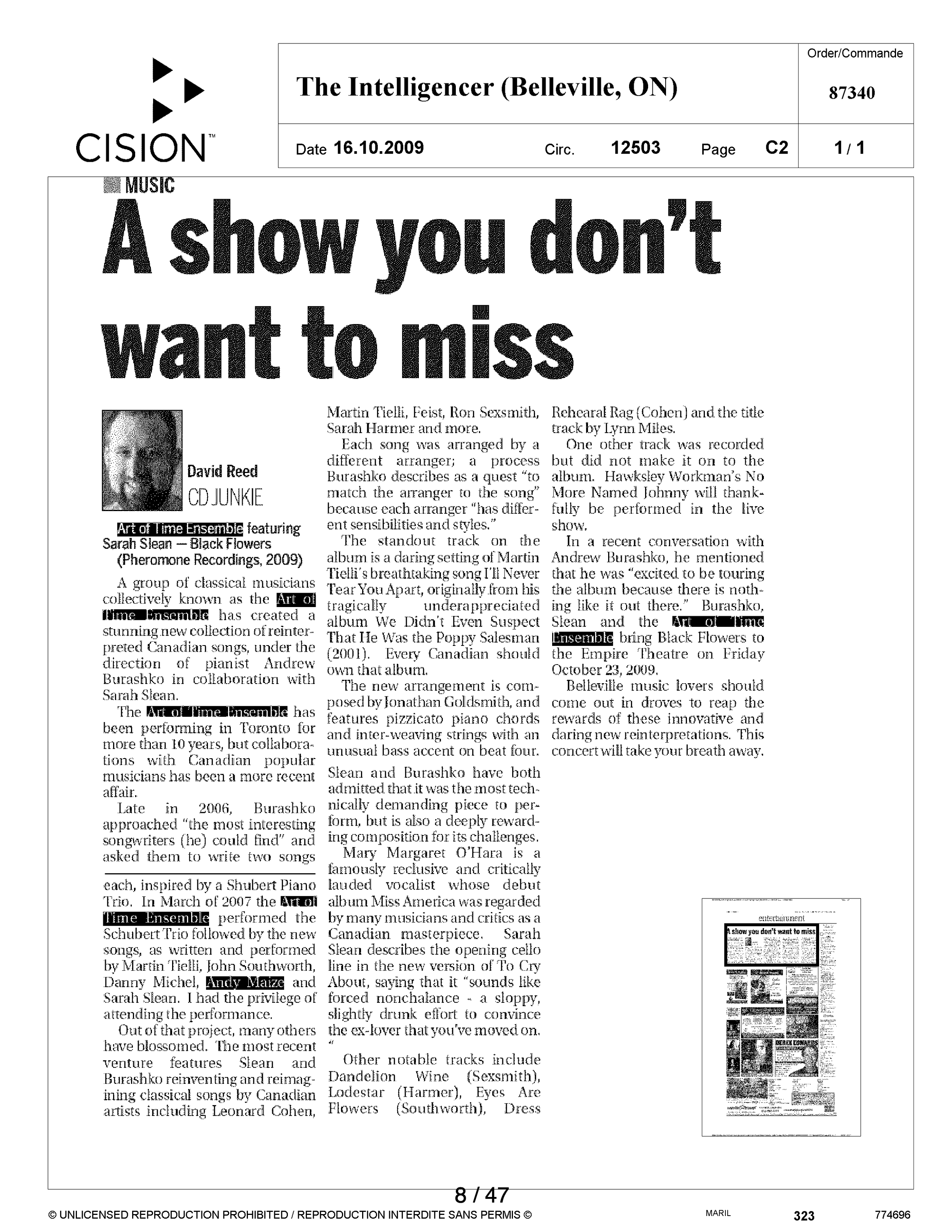 The Intelligencer, October 16, 2009