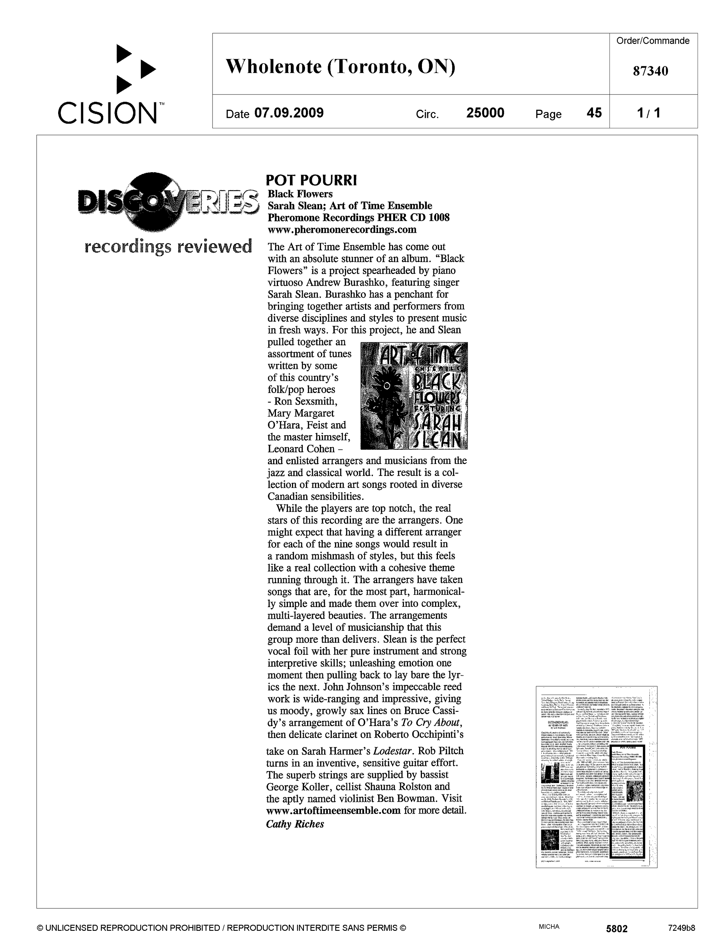 The WholeNote, July 9, 2009