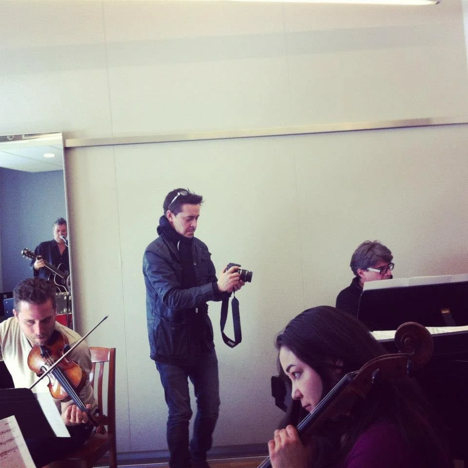  Left to right: Benjamin Bowman, Gregory Hoskins (reflection) Danny Michel, Rachel Mercer, Andrew Burashko 