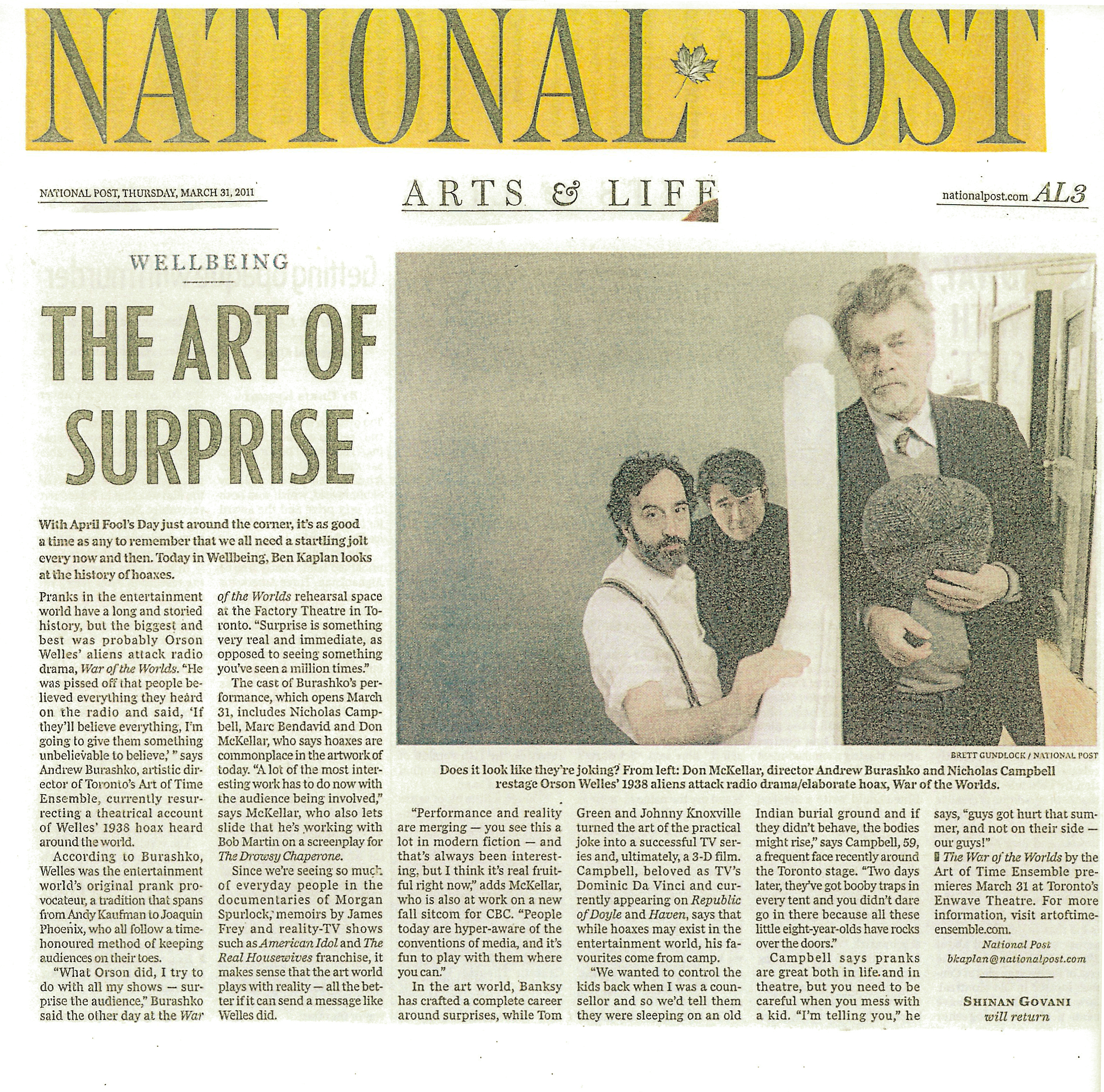 The National Post, March 31, 2011