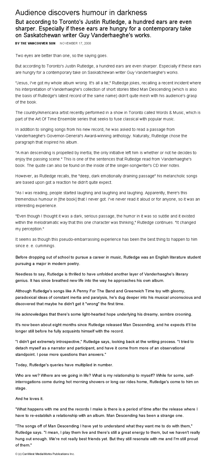 The Vancouver Sun, November 17, 2008