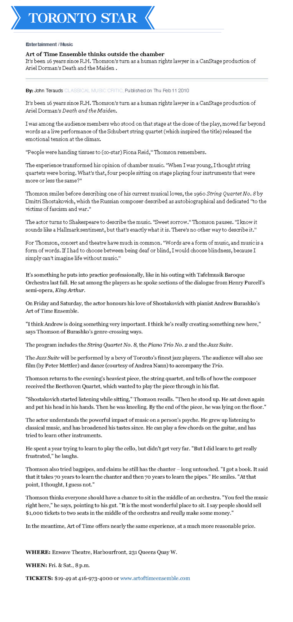 Toronto Star. February 11, 2010