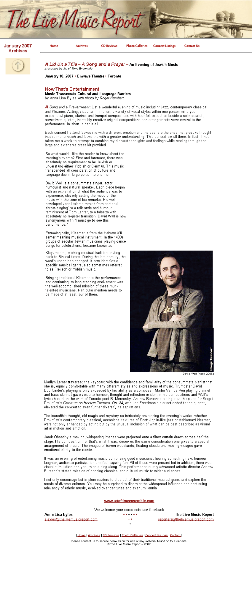 Live Music Report, January 2007