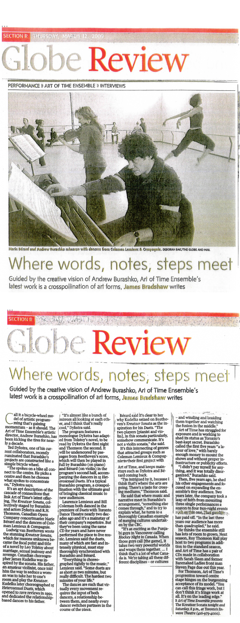 The Globe and Mail, March 12, 2009
