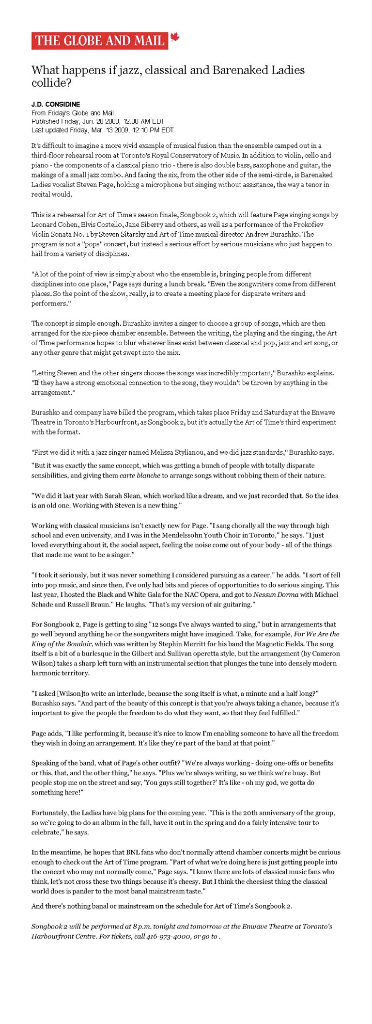 The Globe and Mail, June 20, 2008