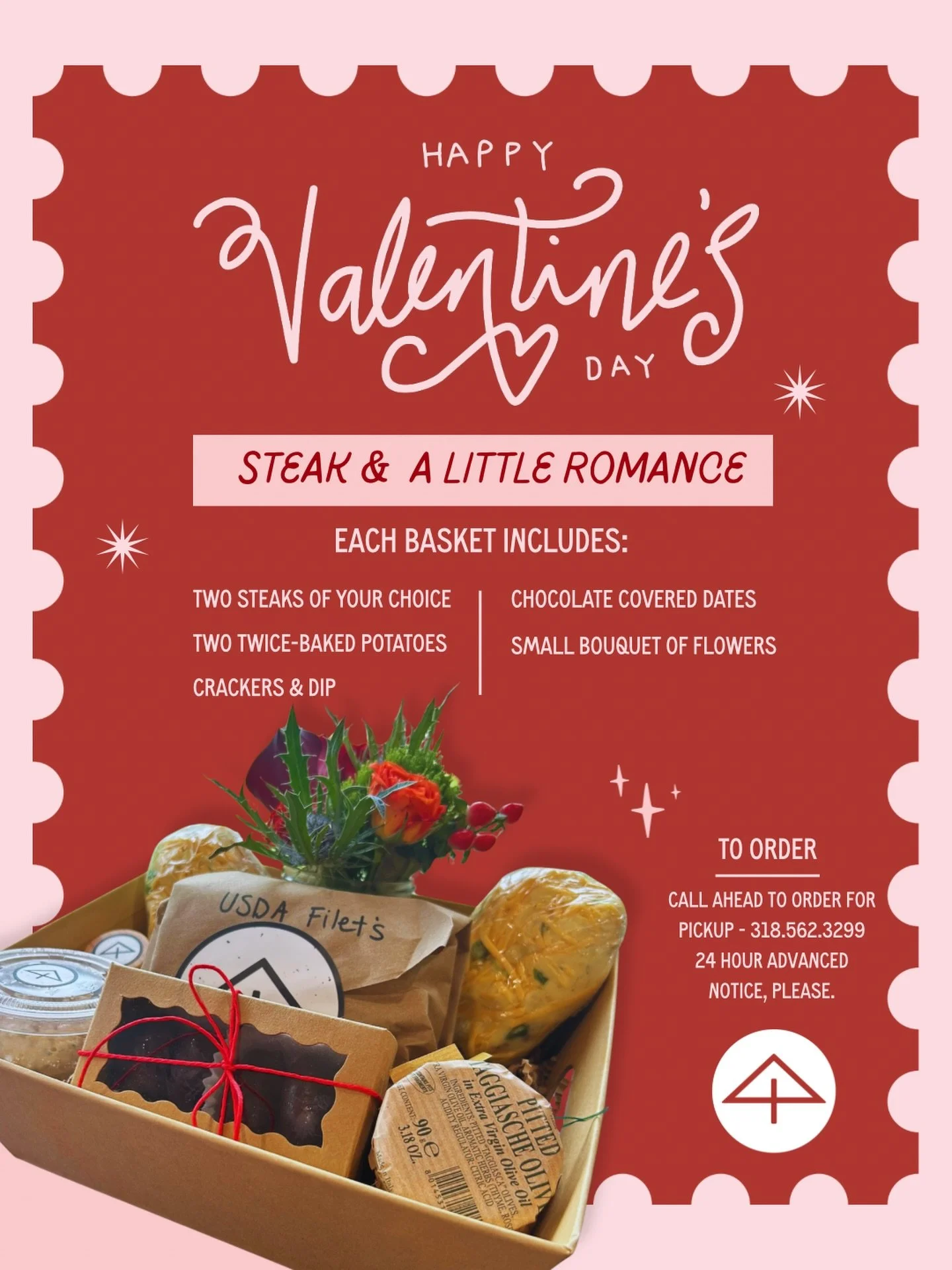 Steak &amp; a little romance. ❤️🥩

Skip the crowded restaurants. We&rsquo;ve got everything you need for a cozy, candlelit night at home with your favorite person.

Call ahead and reserve your Valentine&rsquo;s Day gift basket, folks. Each one comes