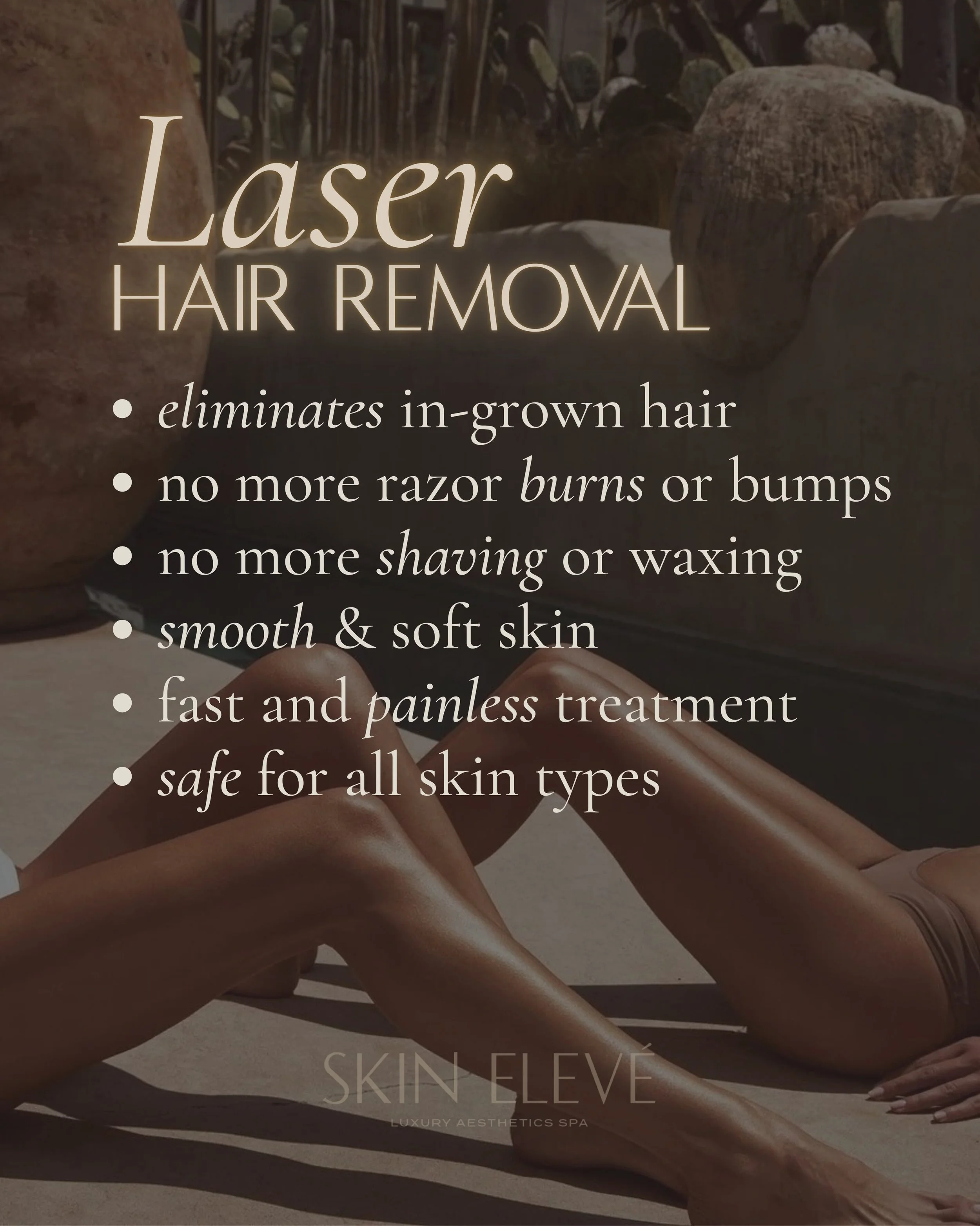 Laser hair removal is a safe and effective method of removing hair permanently over a series of treatments. Have you tried it yet? Our laser device is state of the art and latest in laser technology, safely reducing and removing hair without the use 
