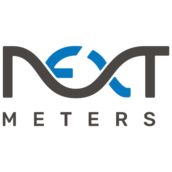 The logo of Next Meters featuring the word 'NEXT' with a stylized DNA strand or wave in the middle, and the word 'METERS' underneath.