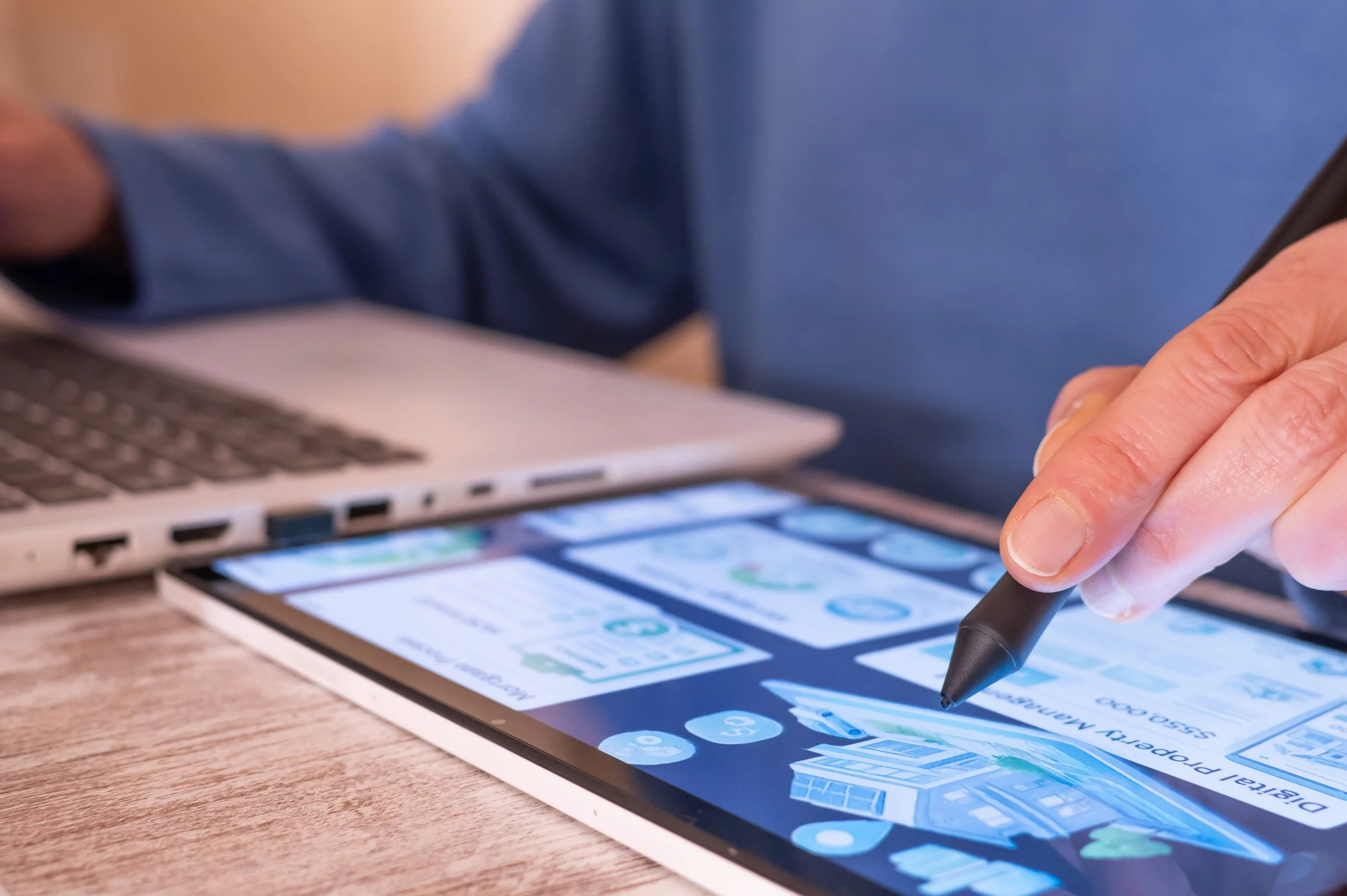 Property manager reviewing water utility consumption data on a dashboard screen