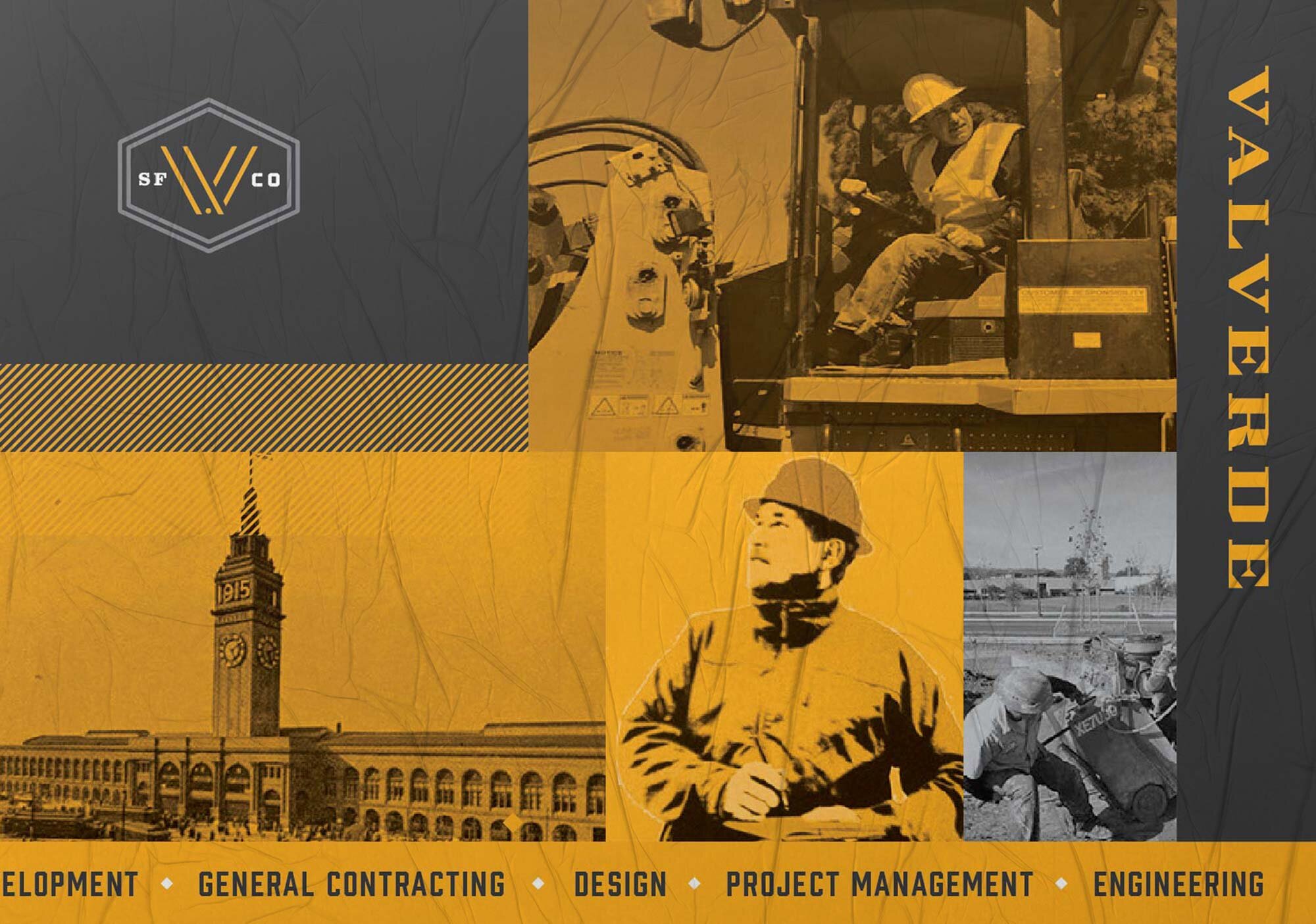 Graphic with Valverde Construction branding including their areas of offerings and services