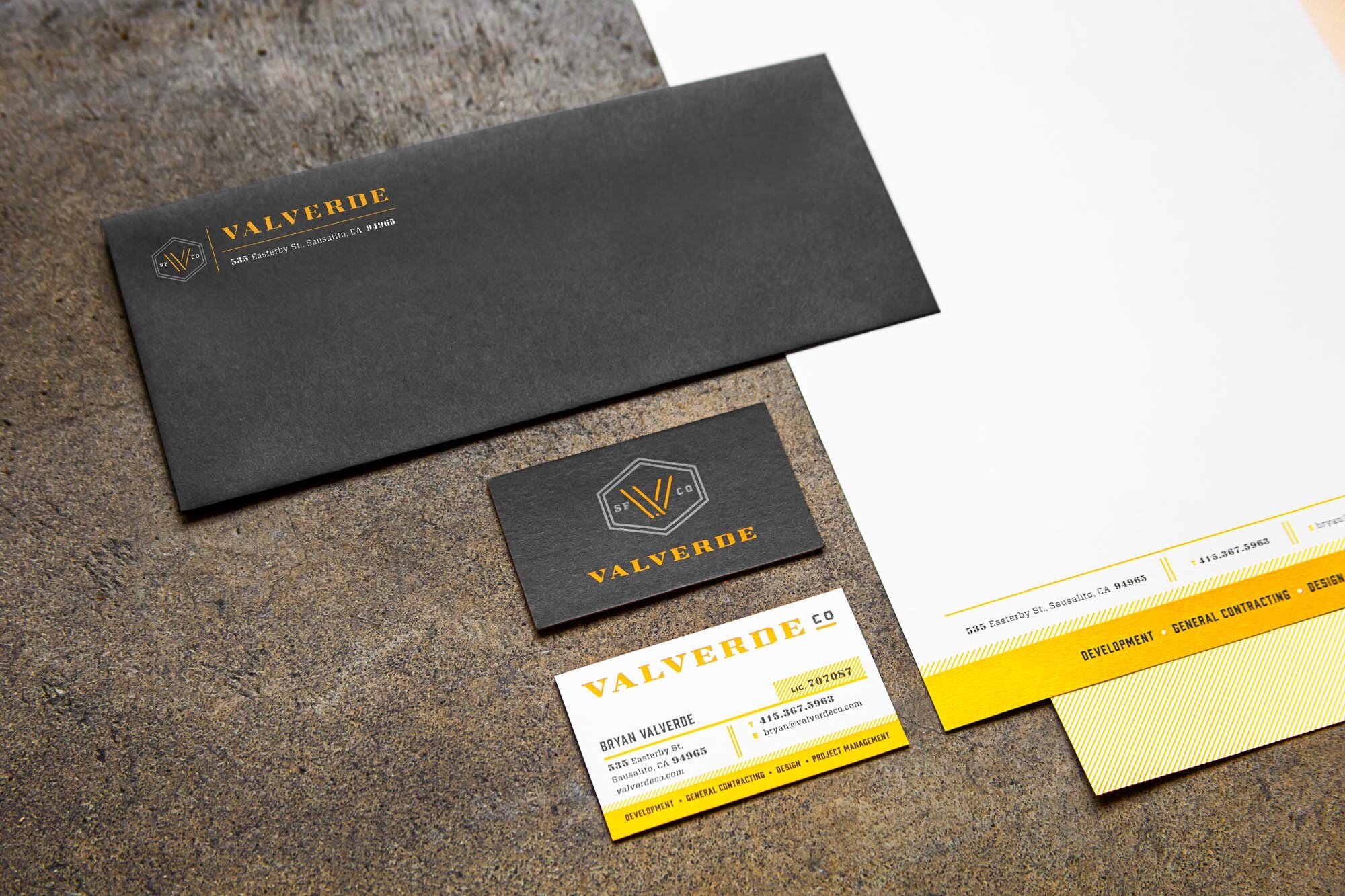 Valverde Construction branded stationary