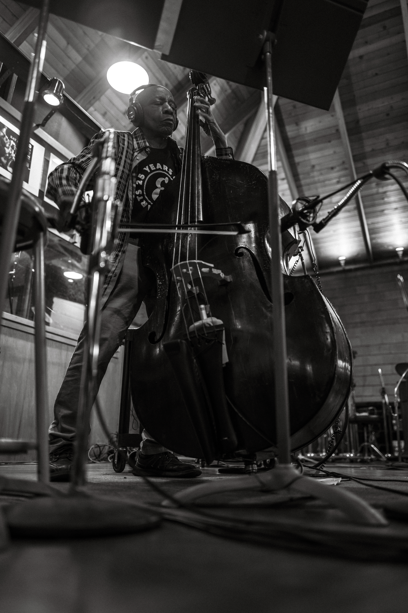 Reggie Workman during the recording of Creative Inspirations with Trio Imagination. Photo by Adrien H Tillman