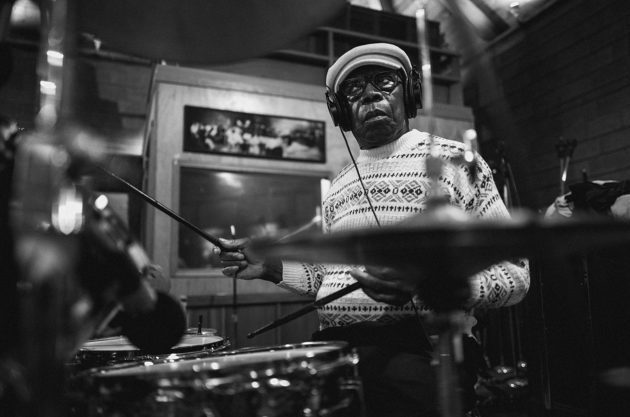 Andrew Cyrille during the recording of Creative Inspirations with Trio Imagination. Photo by Adrien H Tillman