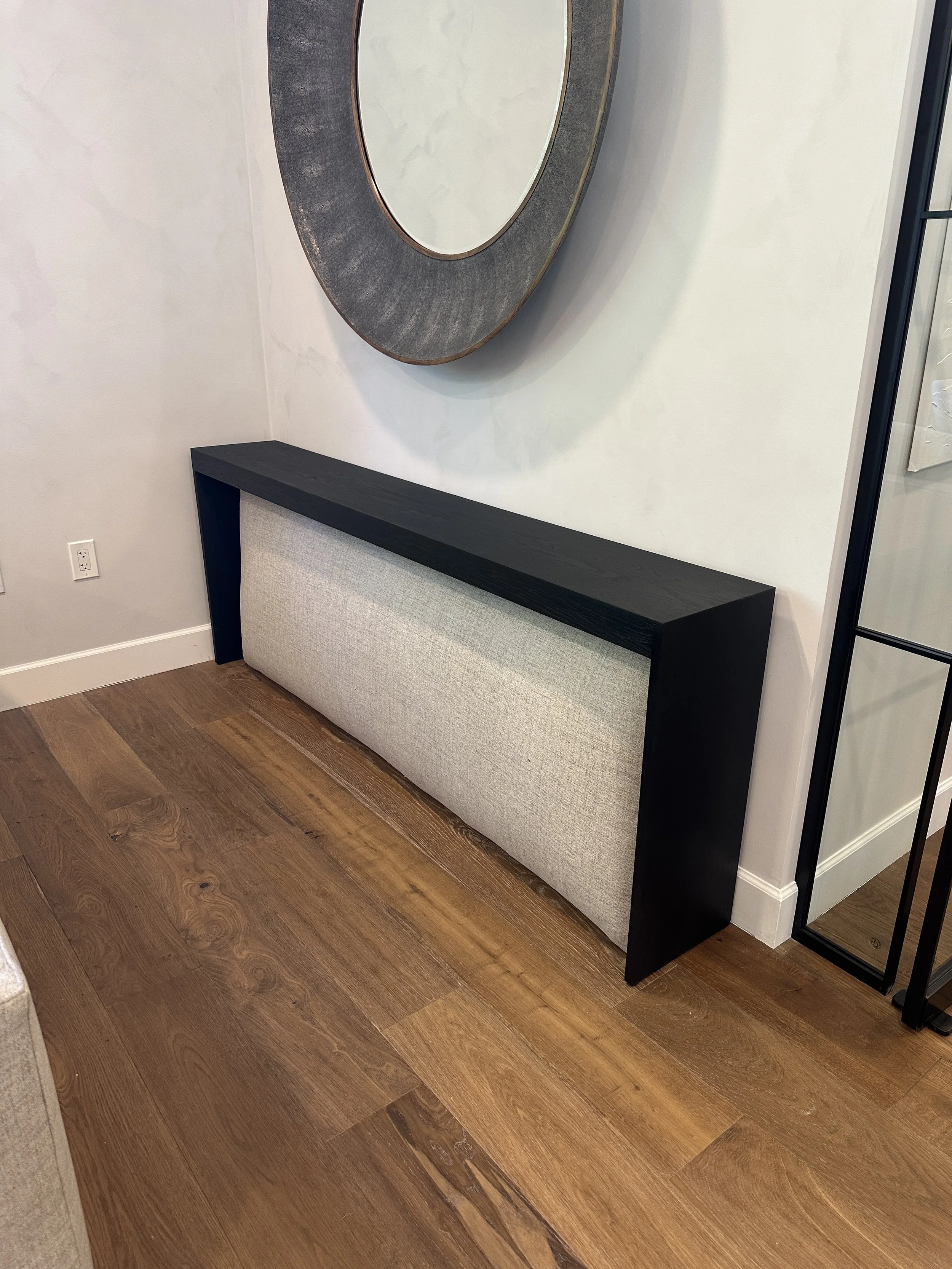 Oak couch table stained pure black with matte finish