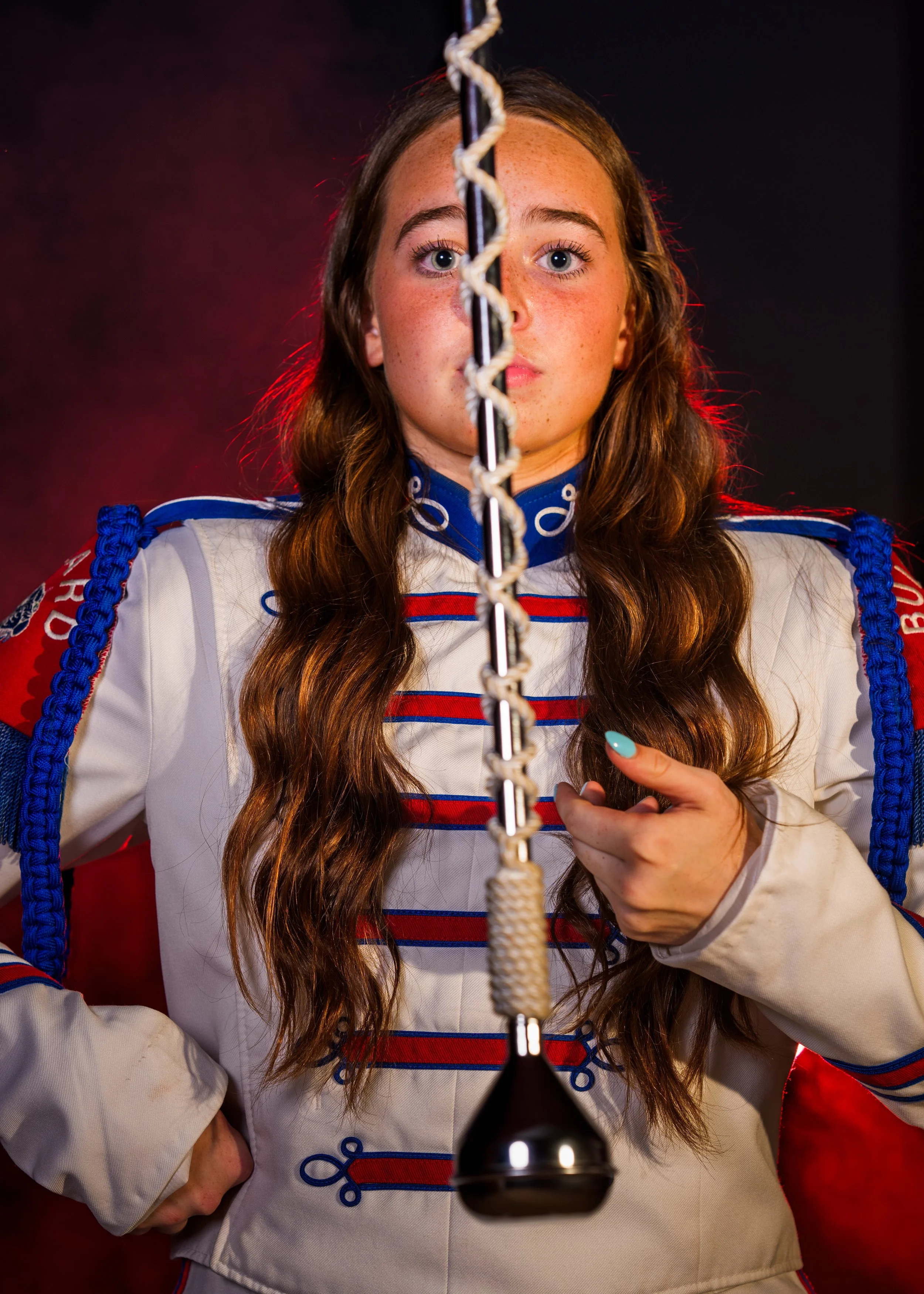 Drum Major spinning a mace