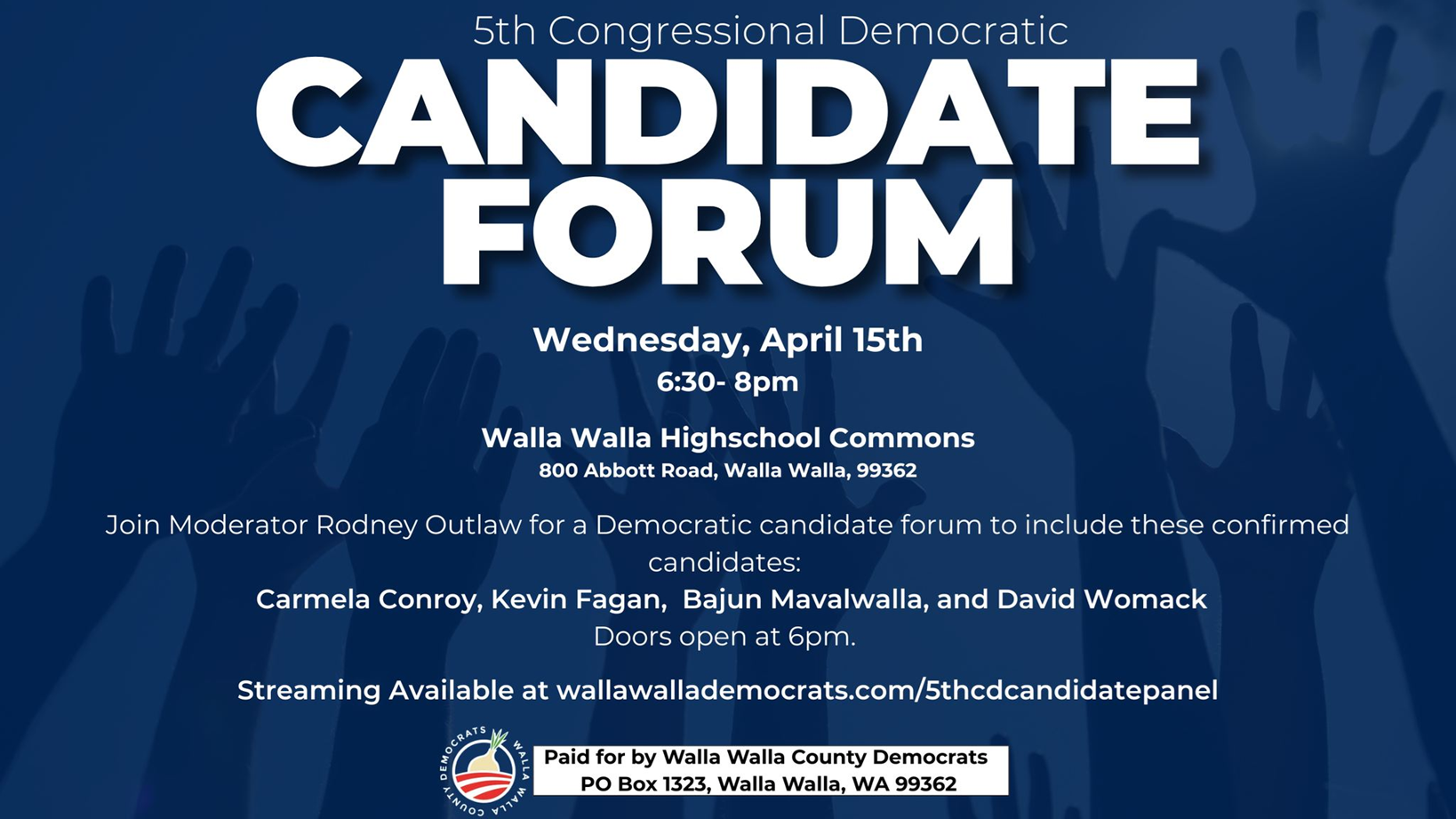5th CD Candidate Forum Walla Walla Zoom or In-Person