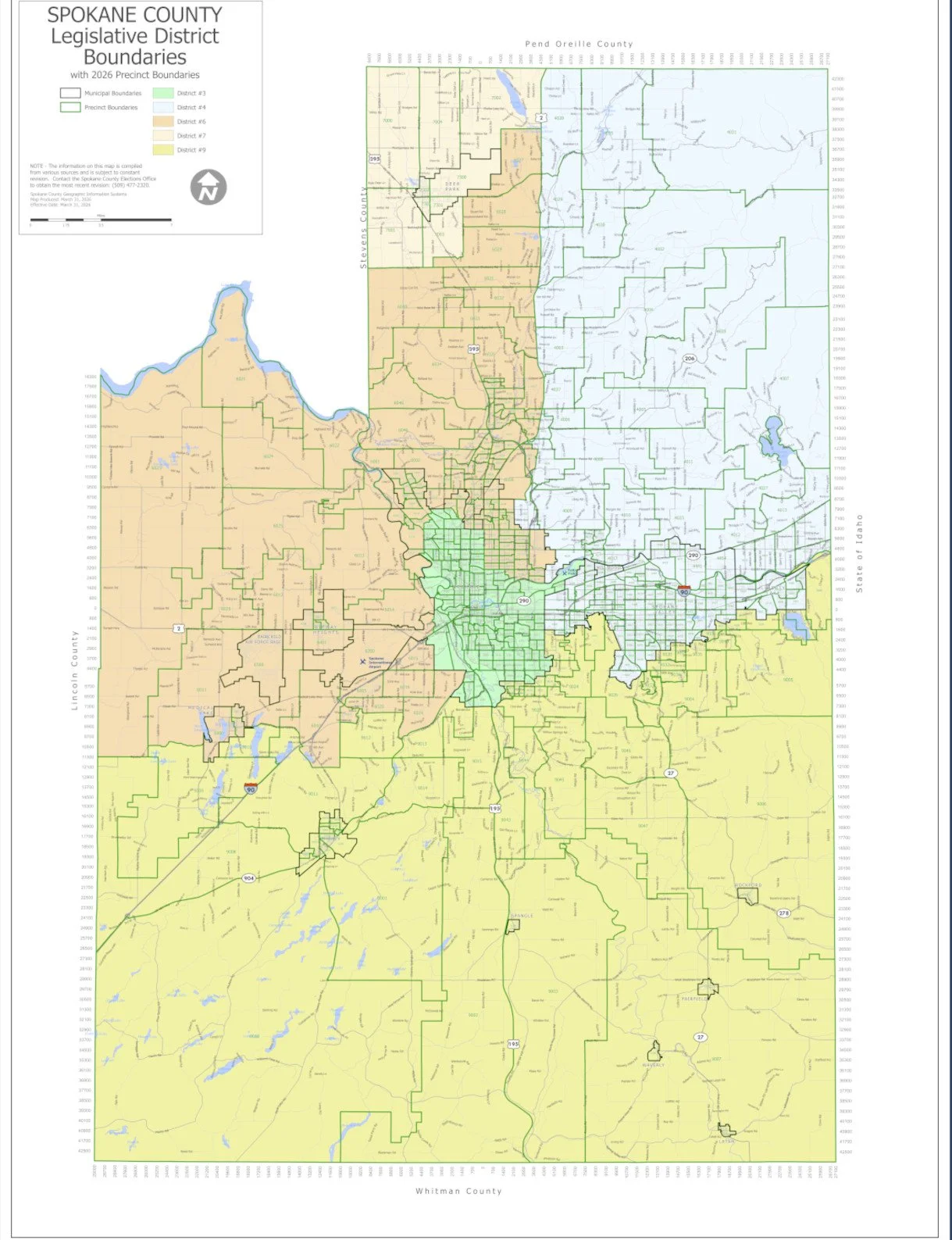 map of Spokane County LDs