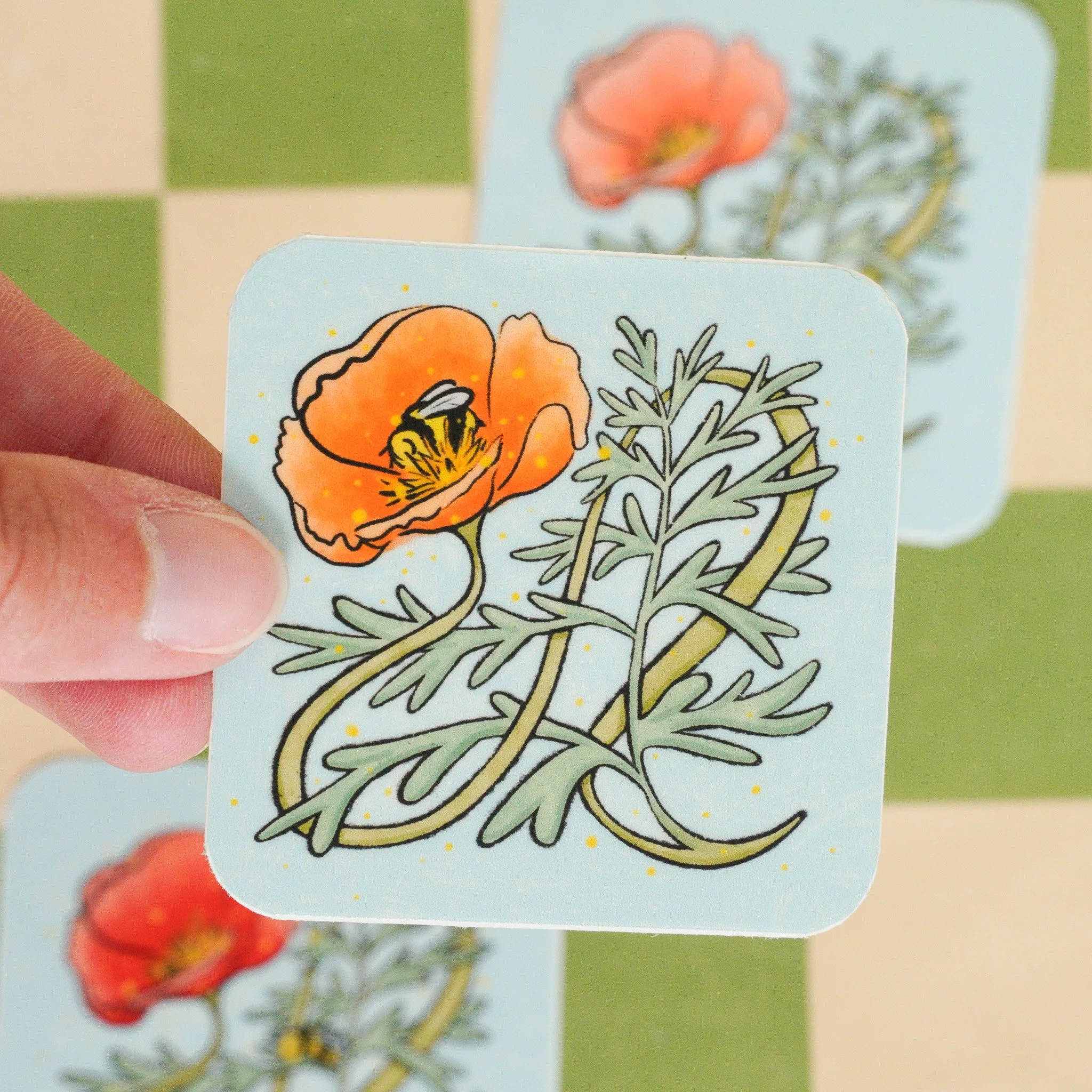 Poppies and Bees Sticker Set