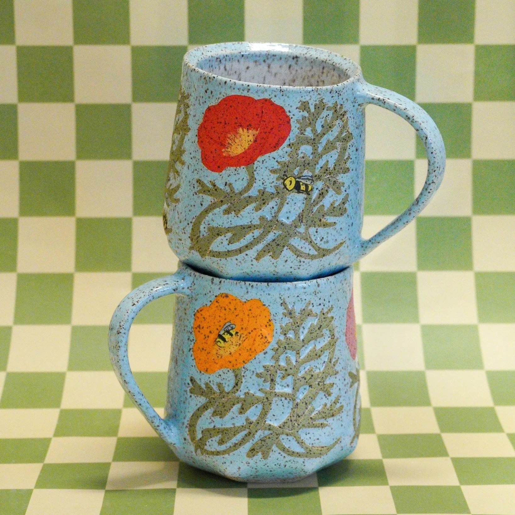 Poppies and Bees Mug