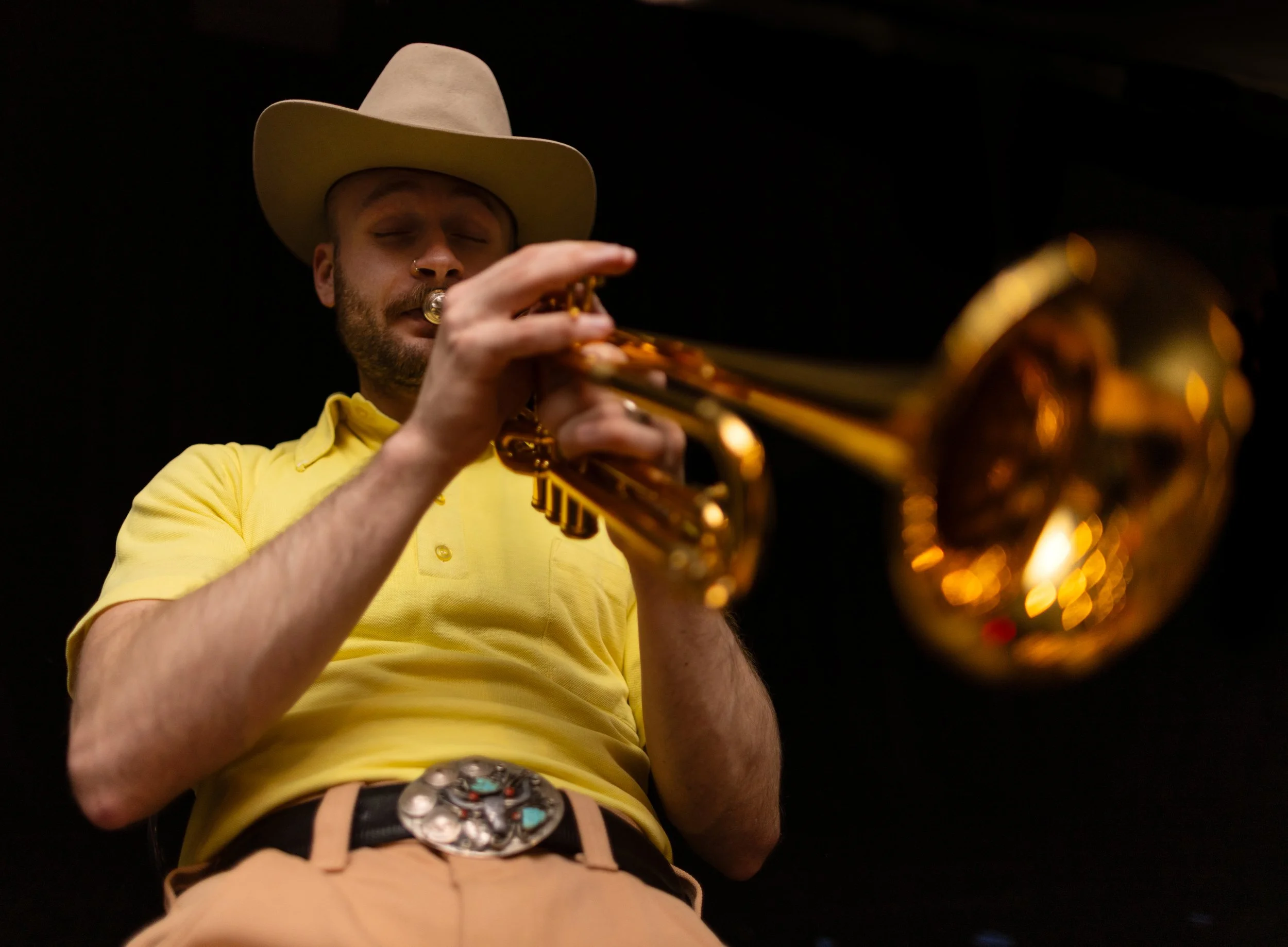 Austin Simmons playing the trumpet