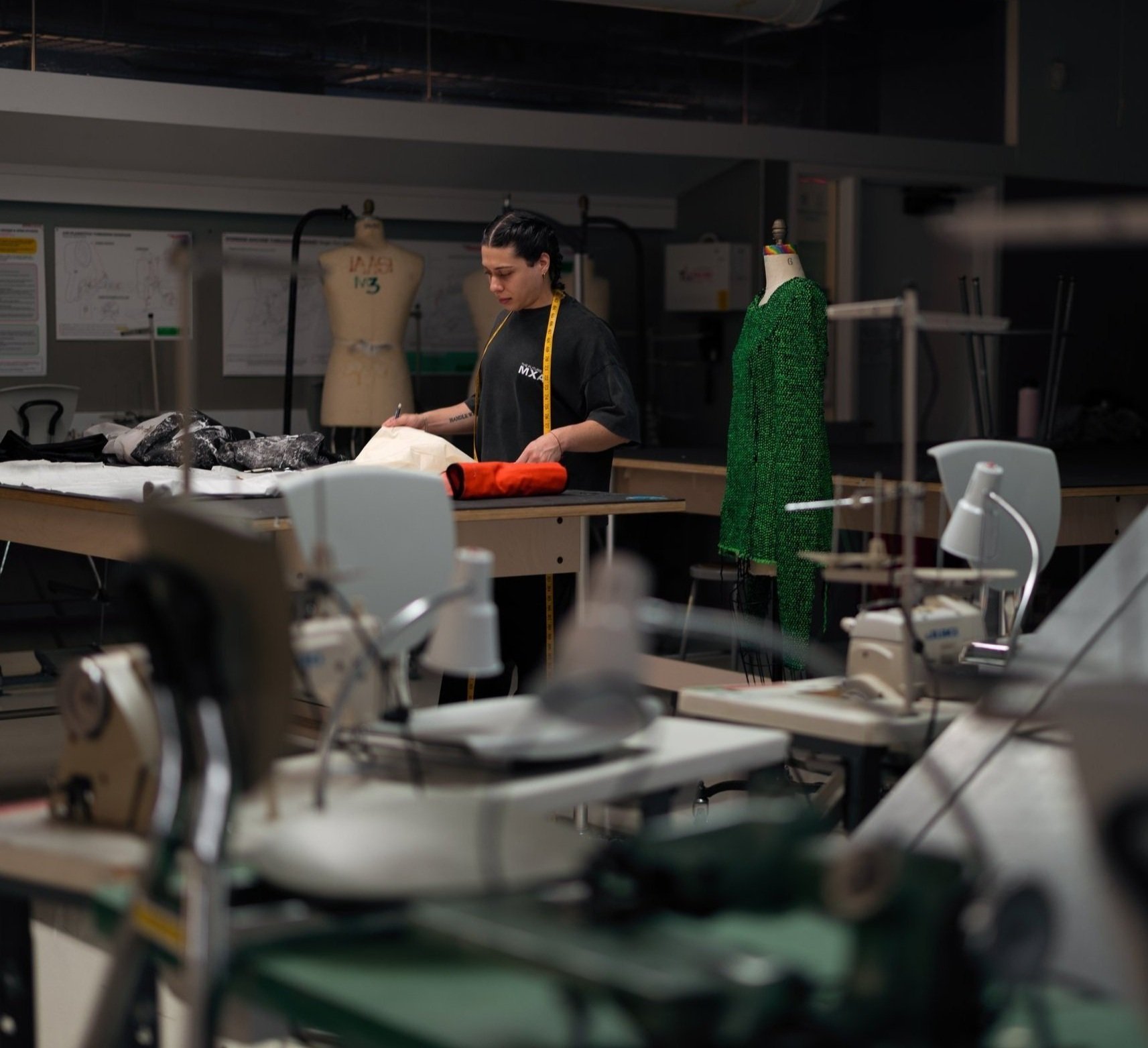 Giani Rochas Barnes working in a Parsons fashion design studio