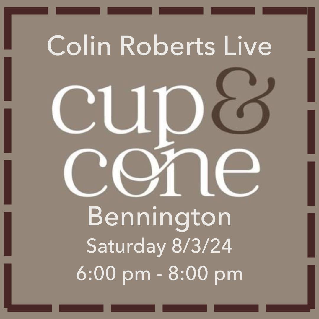 This Saturday!!! I&rsquo;ll be playing some covers and original tunes on the patio at Cup &amp; Cone in Bennington. Hope to see you there!