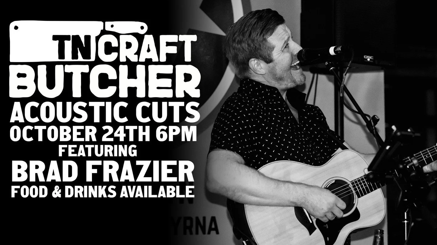 THIS FRIDAY! Acoustic Cuts features the talented Brad Frazier. Food, drinks, and live music kick off at 6PM. Don’t miss it!