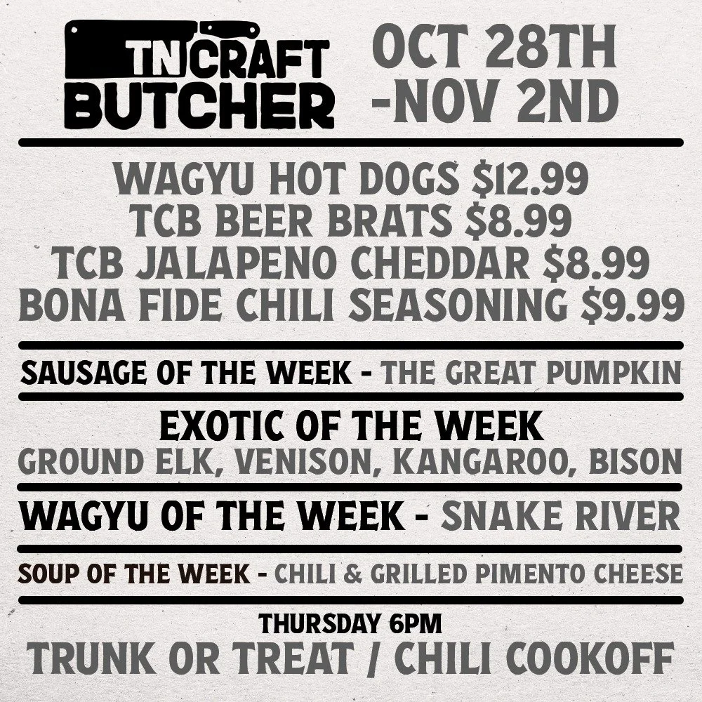 👻 This weeks specials! Don't forget this Thursday is Chili Cookoff &amp; Trunk or Treat!