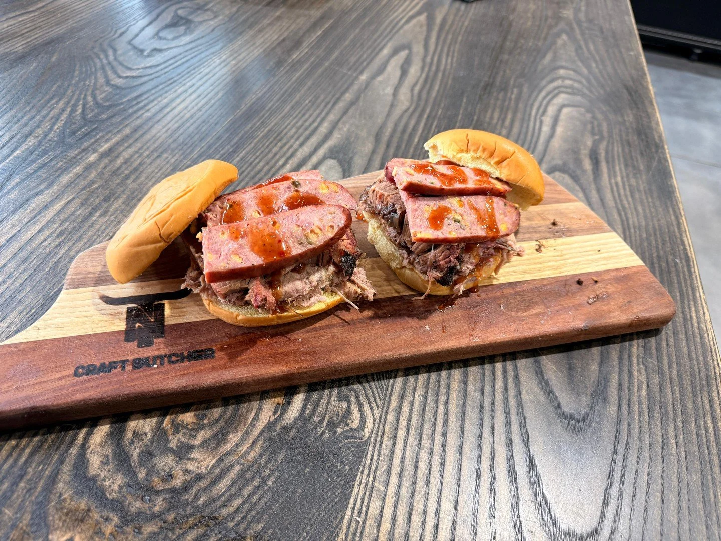 The Meat Monster Sandwich is here!
Brisket. Pulled pork. Jalape&ntilde;o cheddar sausage. No regrets