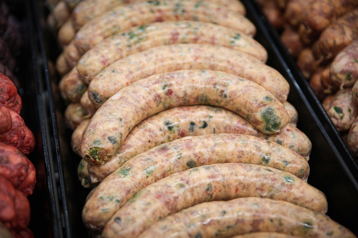 In honor of the Masters! Our Green Jacket Brat is loaded with green cherries, poblanos, and shredded cheddar. Pick some up, fire up the grill, and enjoy the Masters!