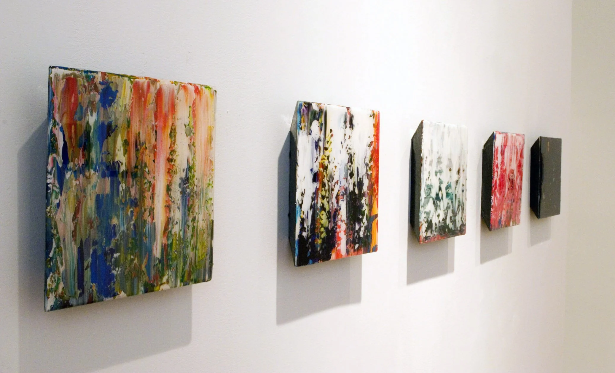 Smears, Acrylic and uv resin on panel, 8" W, 8" H, 1.5" D, 2005