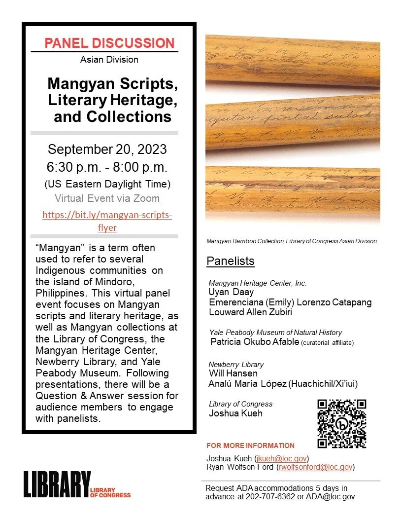 Mangyan Scripts, Literary Heritage, and Collections 