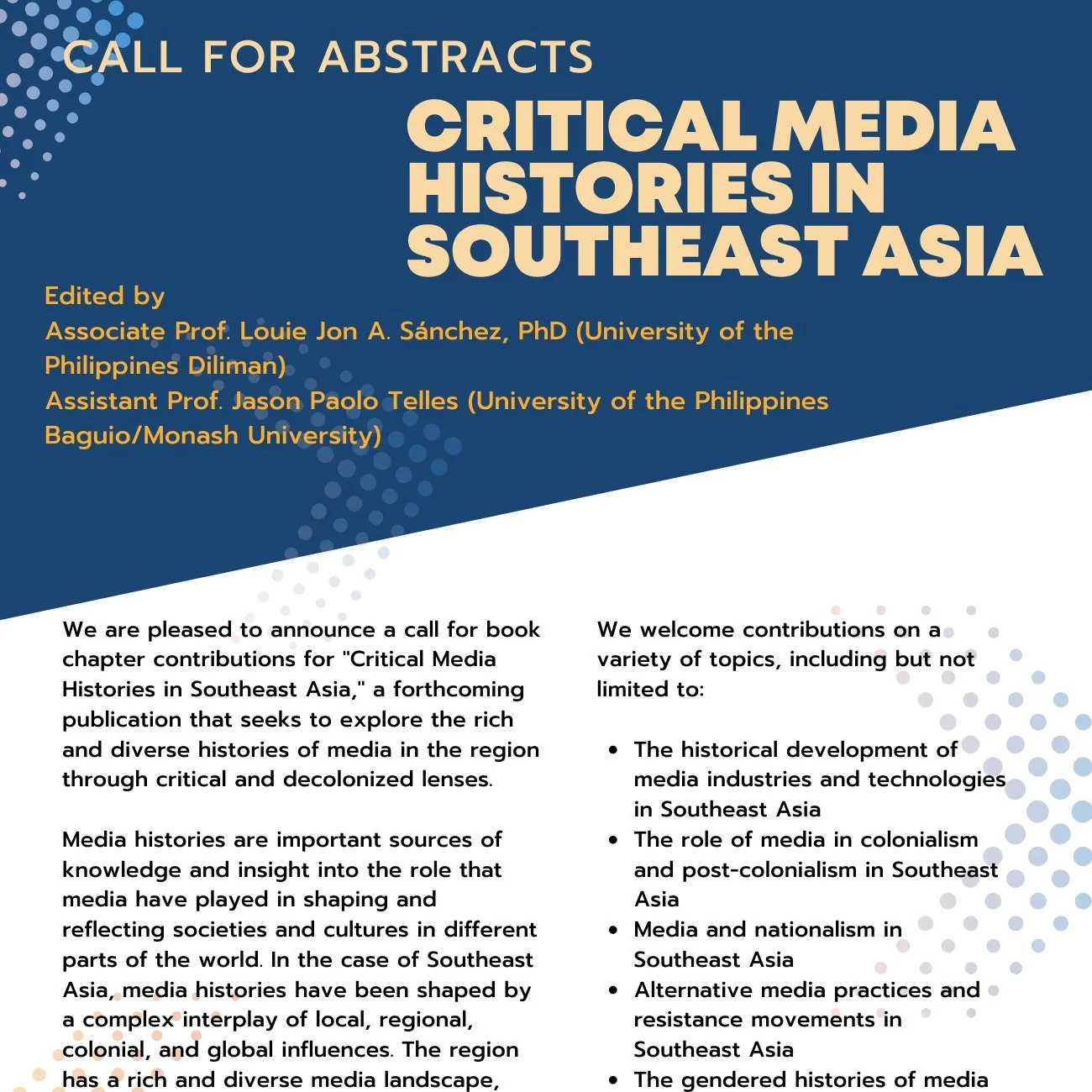 Call for Abstracts: Critical Media Histories in Southeast Asia