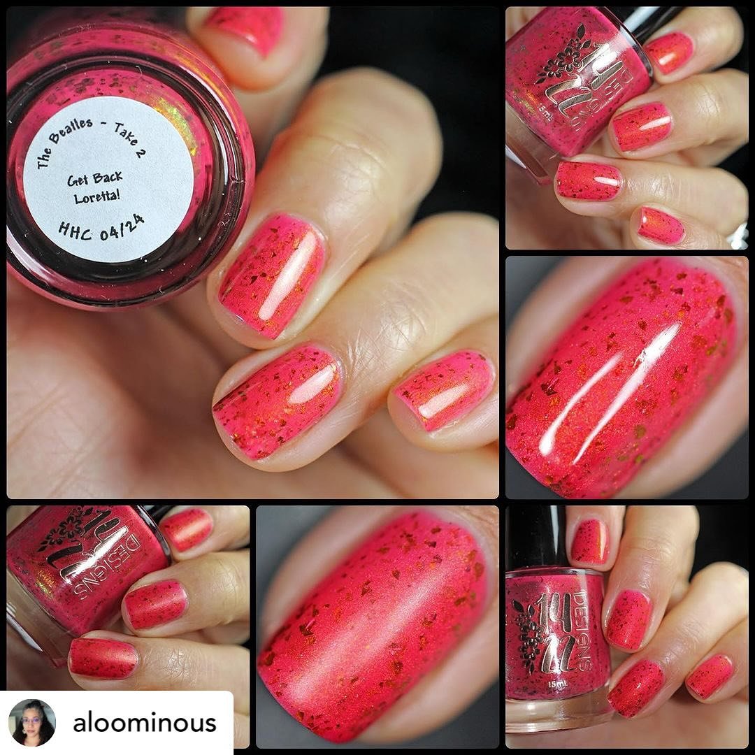 Posted @withregram &bull; @aloominous {Paid} {PR}
@1422Designs is continuing their The Beatles theme for @HellaHandmadeCreations with Get Back, Loretta. A berry pink with red/orange/gold/green shifting shimmer and flakies that shift gold/green/orange