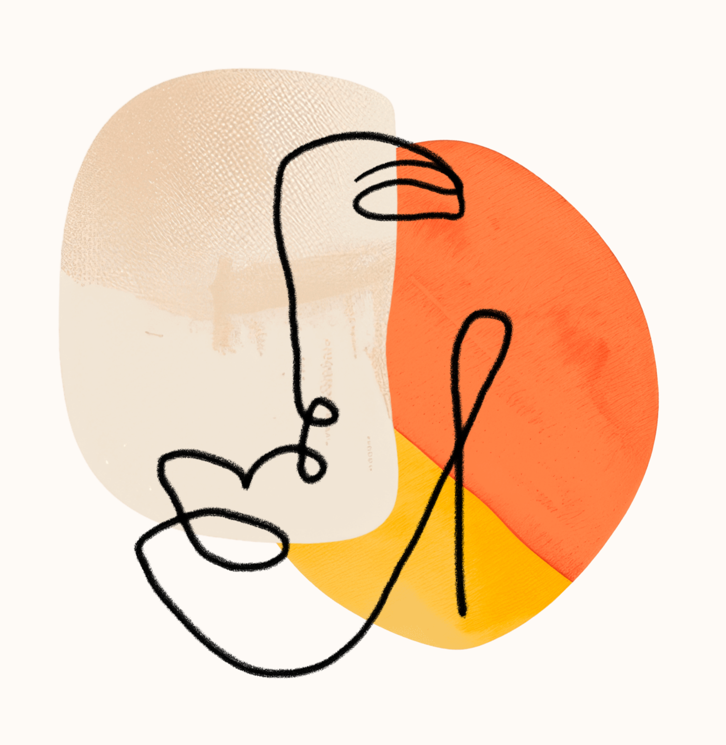 Abstract image of face with abstract shapes in background