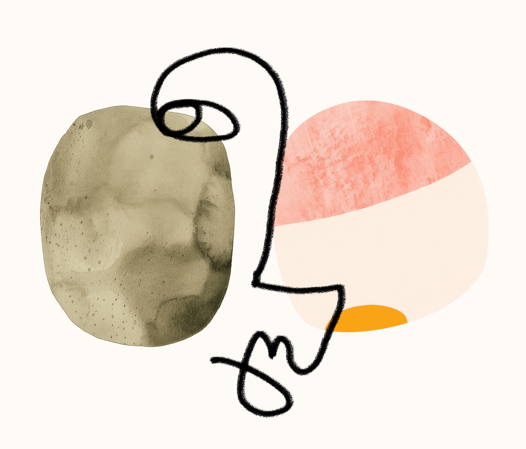 Abstract image of face with abstract shapes in background 3