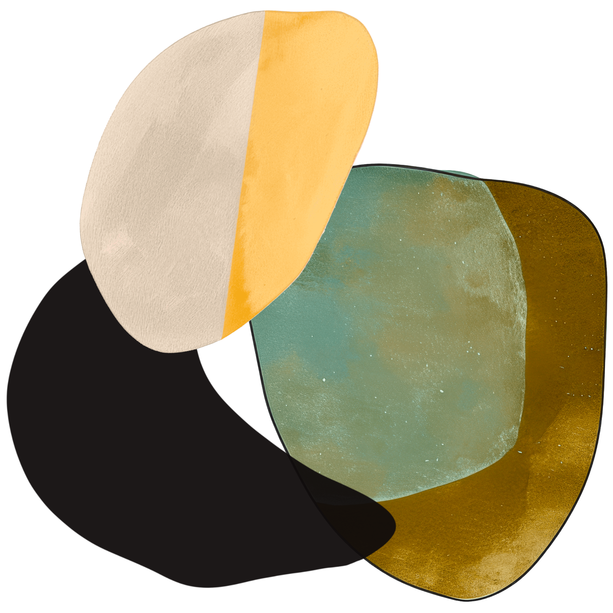 Image of abstract art with three overlapping shapes