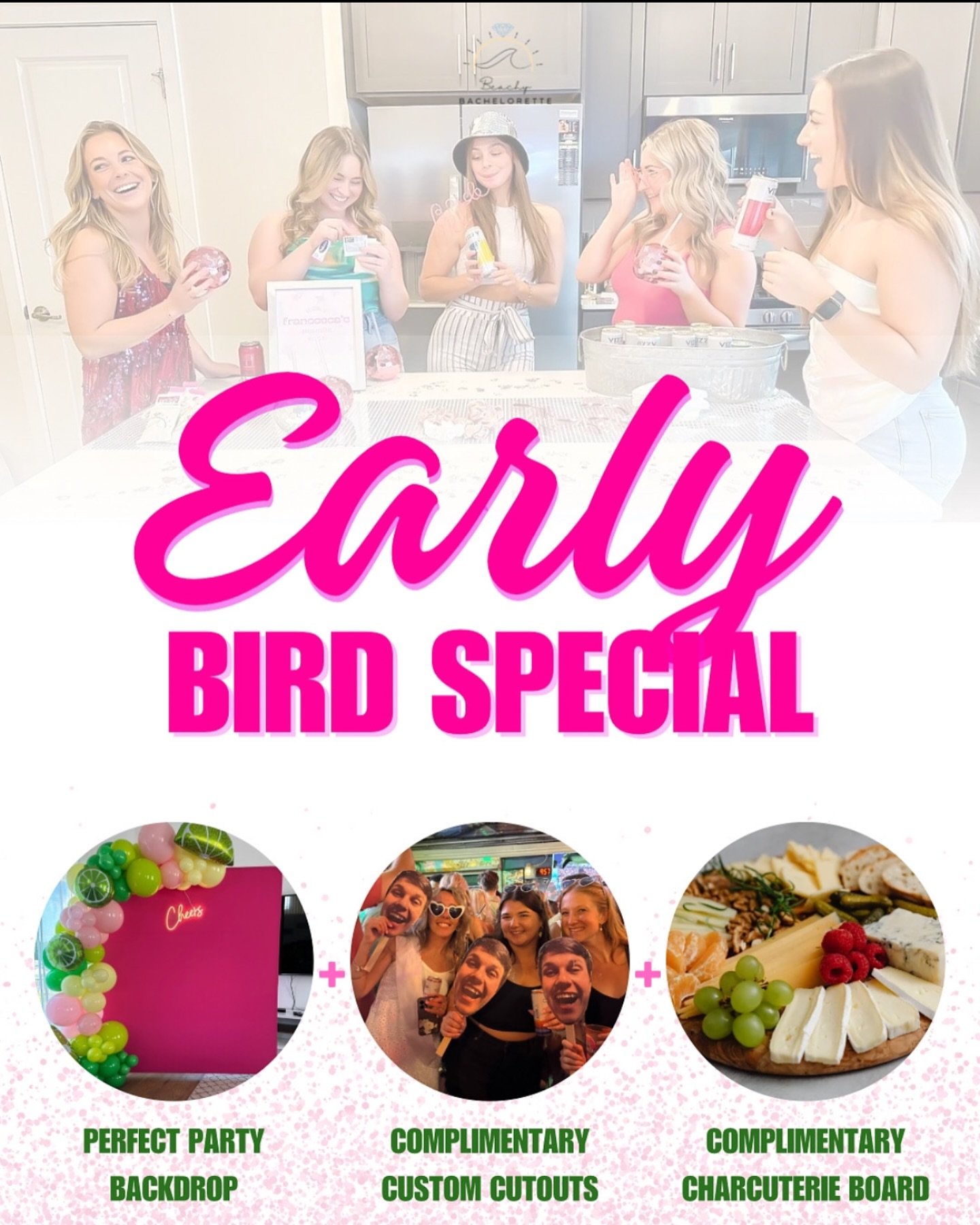 Bach season is HERE, and we&rsquo;ve got something special just for you! 👀

With Beachy Bachelorette, your dream celebration is only a booking away:

✨ Stunning party backdrops to set the vibe
✨ Decked-out BRIDE suite decorations
✨ Themed cups, stra