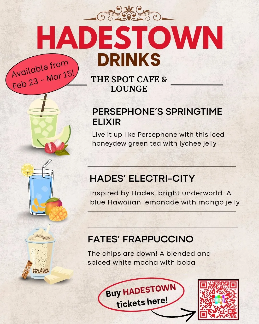 The Spot Cafe Hadestown Promotions